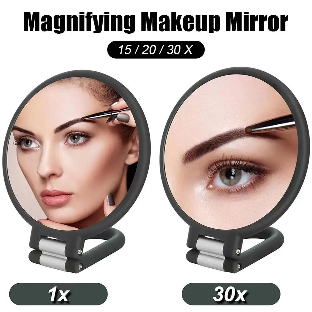 15x 20x 30x Makeup Magnifying Mirror, Adjustable Double Sided Handheld Mirror Foldable Travel Magnifying Mirror with Handle Quake