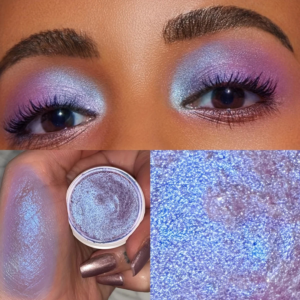 3-Color Mashed Potatoes Eyeshadow Cream Luxurious Creamy Texture Shiny Effect Soft Pink, Rich Purple, and Fresh Green Shades Quake