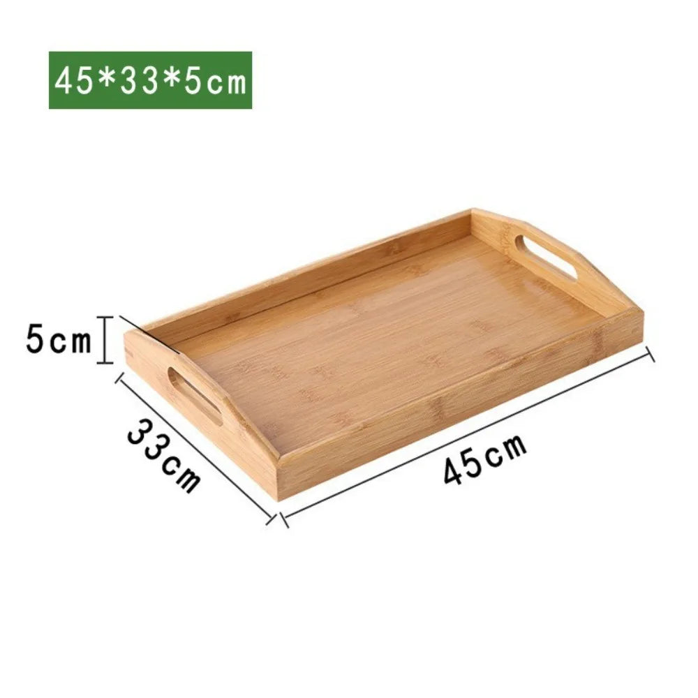 New Rectangular Storage Tray household Solid Wood Tea Tray Bamboo Water Cup Plate Home Living Room Quake 45-33-5cm