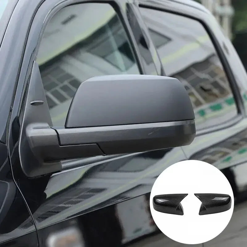 For Toyota Tundra 2010-2021 Car Rearview Side Mirror Cover Wing Cap Sticker Exterior Door Rear View Case Trim Carbon Fiber Look Quake