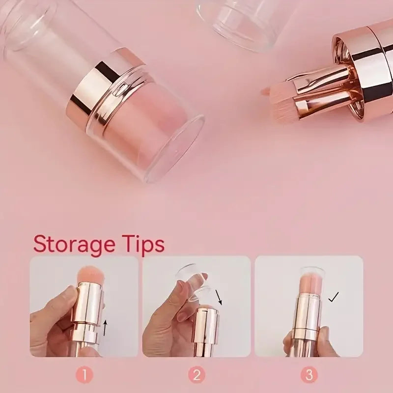 5 In 1 Portable Retractable Makeup Brushes For Foundation Eyebrow Lip Eyeshadow Loose Powder Cosmetic Set Makeup Brush Tools Quake