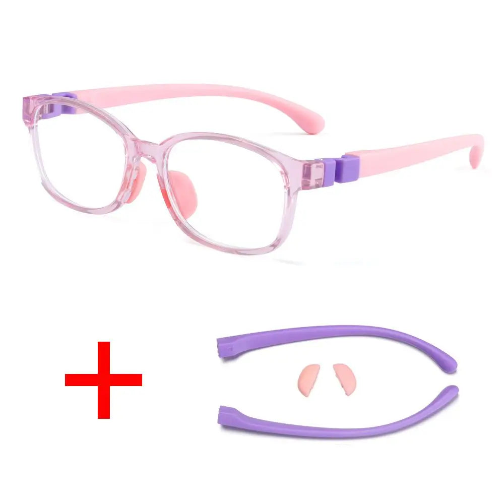 Anti Blue Light Glasses for Kids Boys Girls Silicone Soft Frame Eye Protection Eyewear Children Computer Games Eyeglasses Quake pink