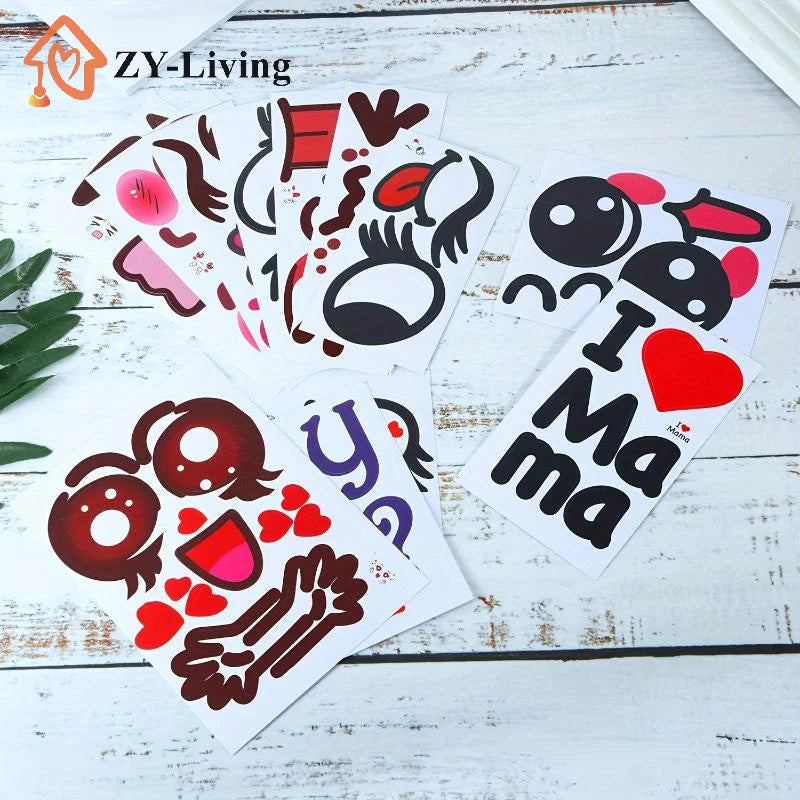 9Pcs Pregnancy Belly Stickers Photographs Props Funny Facial Expressions Decals Memorable Keepsakes Mum Maternity Accessories Quake