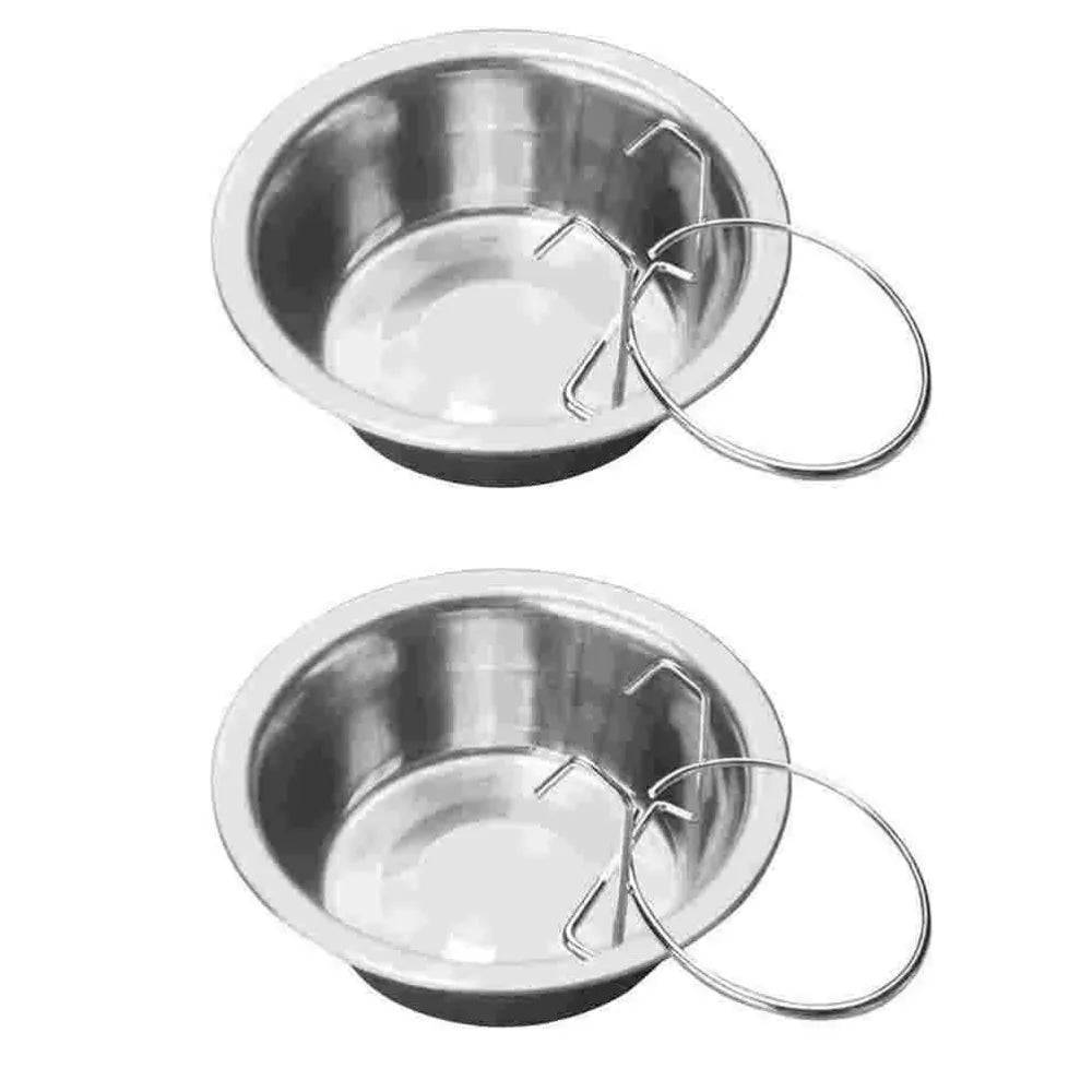 Durable Stainless Steel Hang-on Pet Bowl Big Capacity Stationary Dog Bowl Pet Feeding Tool Travel Quake