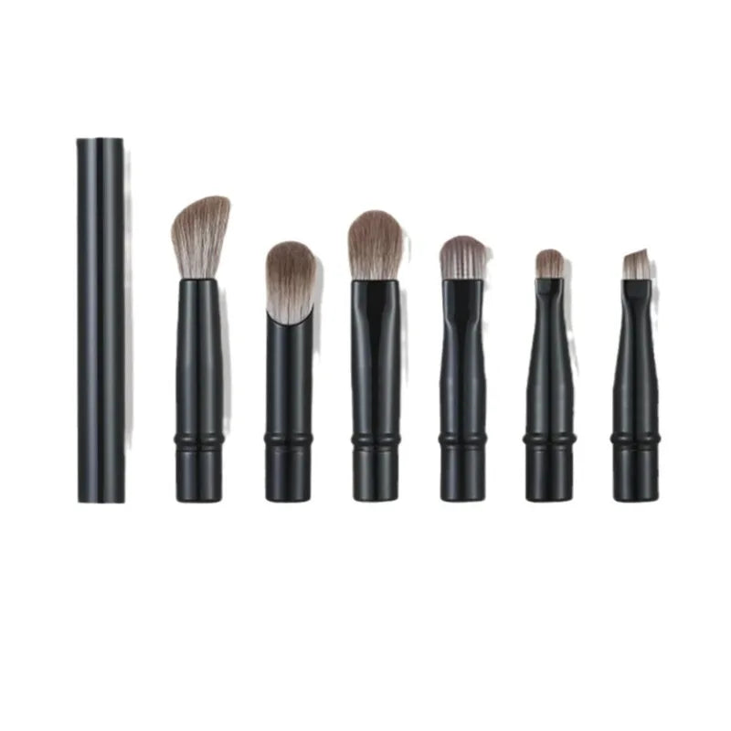 6pcs Portable Mini Makeup Brush Set with Detachable Travel Contour Concealer Brush,Eyeshadow Brush and Double-ended Makeup Brush Quake