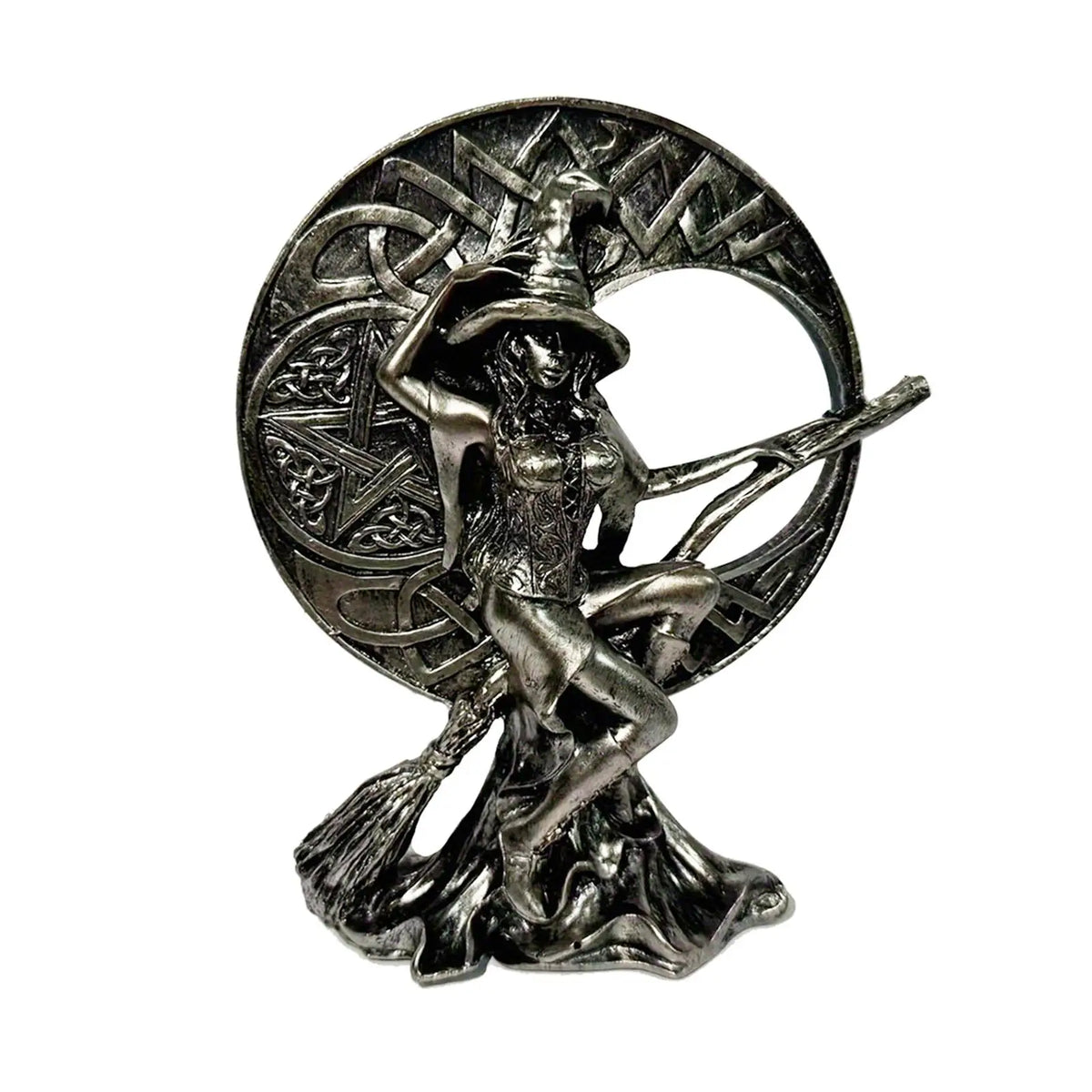 Halloween Figurine Witch Statue Witch Figurine Resin Tabletop Ornament Halloween Decor for Shelf Home ,Desk, Living Room Bedroom Quake Moon