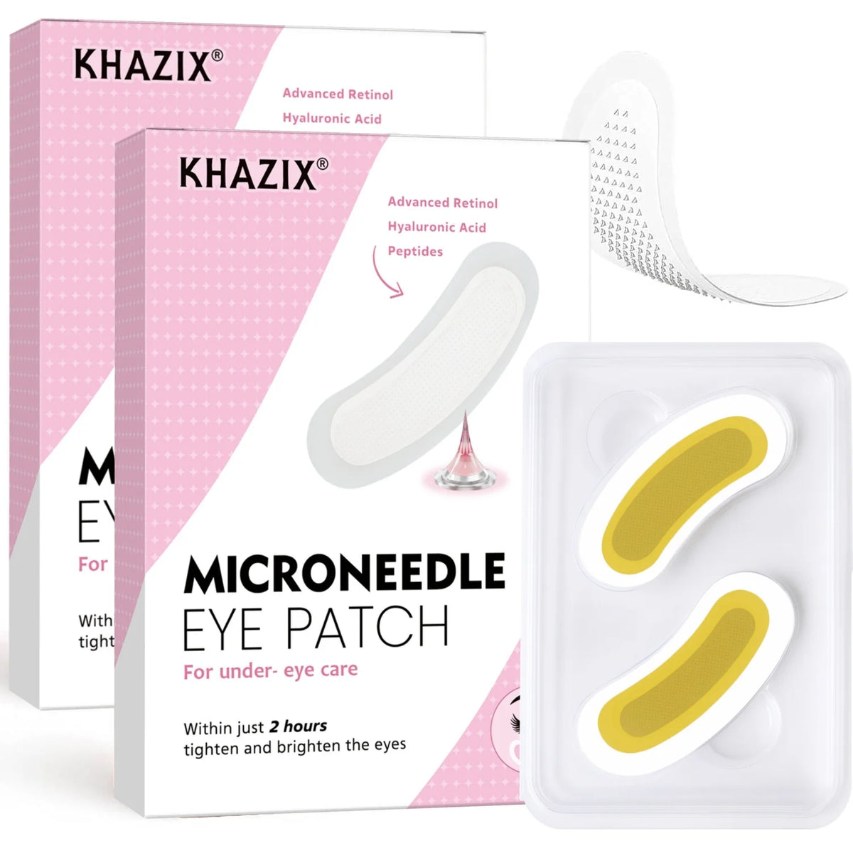 Retinol Microneedle Eye Patches with Hyaluronic Acid & Firming Peptides,for Forehead, Eye Area, Crow's Feet & Smile Lines,1Pair. Quake Gold jinse