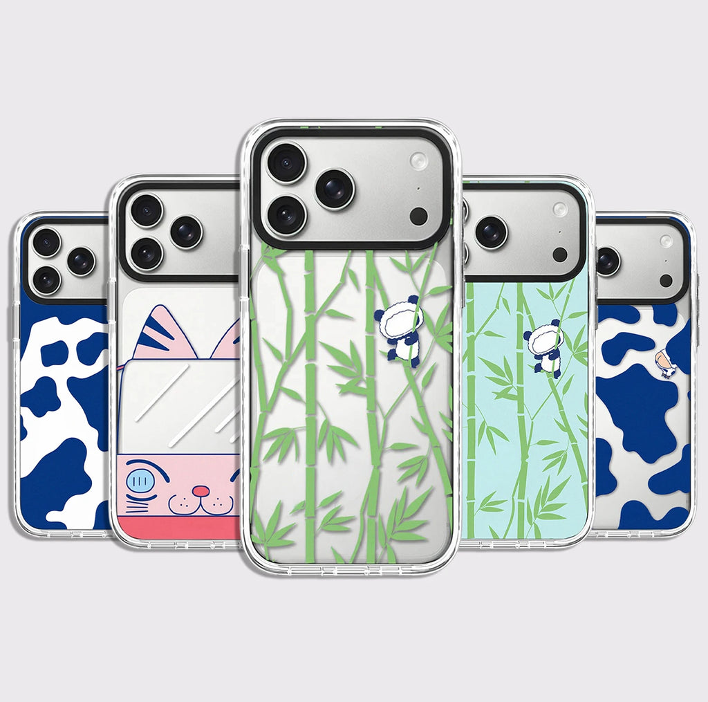 Bamboo Panda White Border Magnetic Phone Case Cover for IPhone 12 13 14 15 16 17 18 Pro Max Case Quake