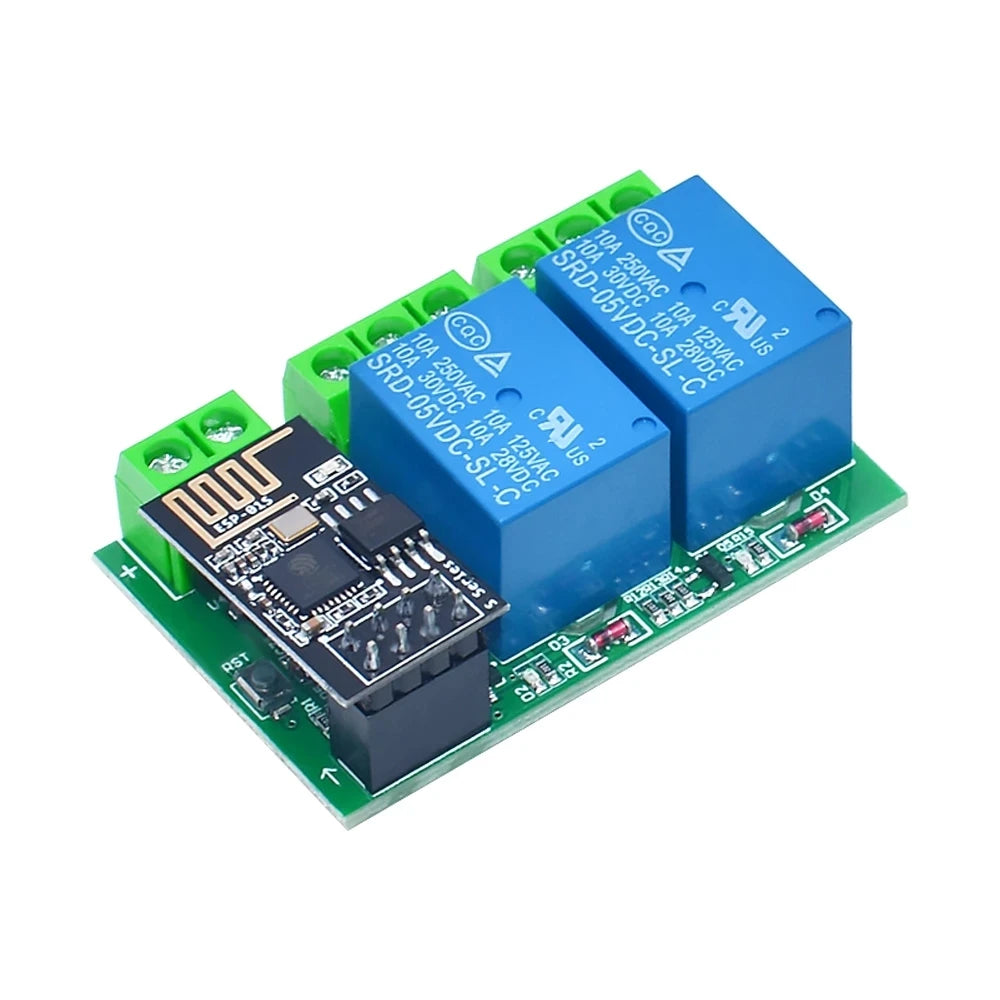 ESP8266 Dual Channel WIFI Relay Module ESP-01 DC5V With Relay Indicator and Reset Button 2 CH relay Boad Low Level Control Quake