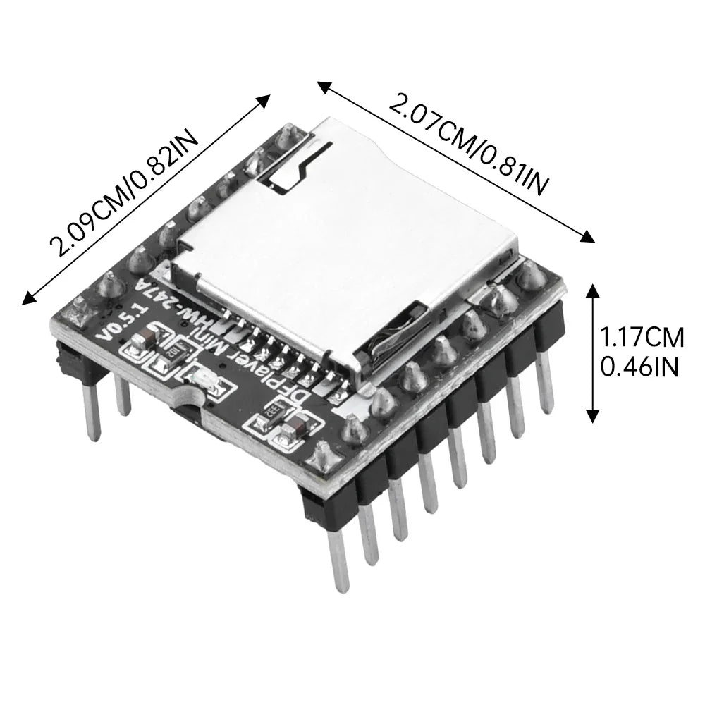 YX5200 DFPlayer Mini MP3 Player Module MP3 Voice Decode Board Supporting TF Card U-Disk IO Serial Port AD Compatible for Arduino Quake