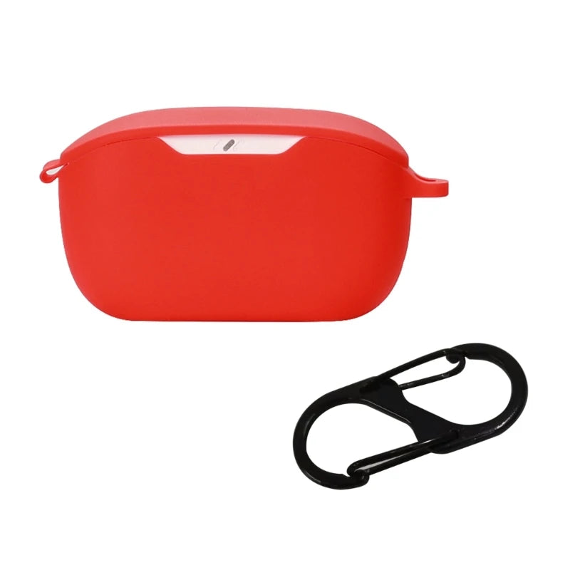 Compatible for JBL Wave Buds Shockproof Headphone Sleeve Impact-resistant Housing Anti Dust Washable Silicone Soft Cover K1KF Quake Red