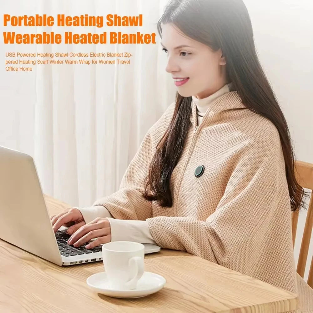 Wearable Electric Blanket 3 Heating Levels USB Heating Winter Warm Blanket Home Office Outdoor Heating Mattres Washable Quake