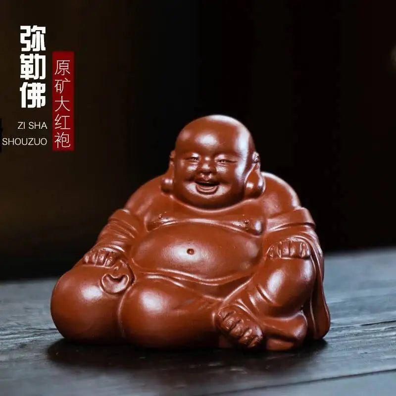 Zisha Tea Pet Buddha Figurine Maitreya Buddha Rulai Sculpture Tea Play Model Can Raise Tea Pet Quake