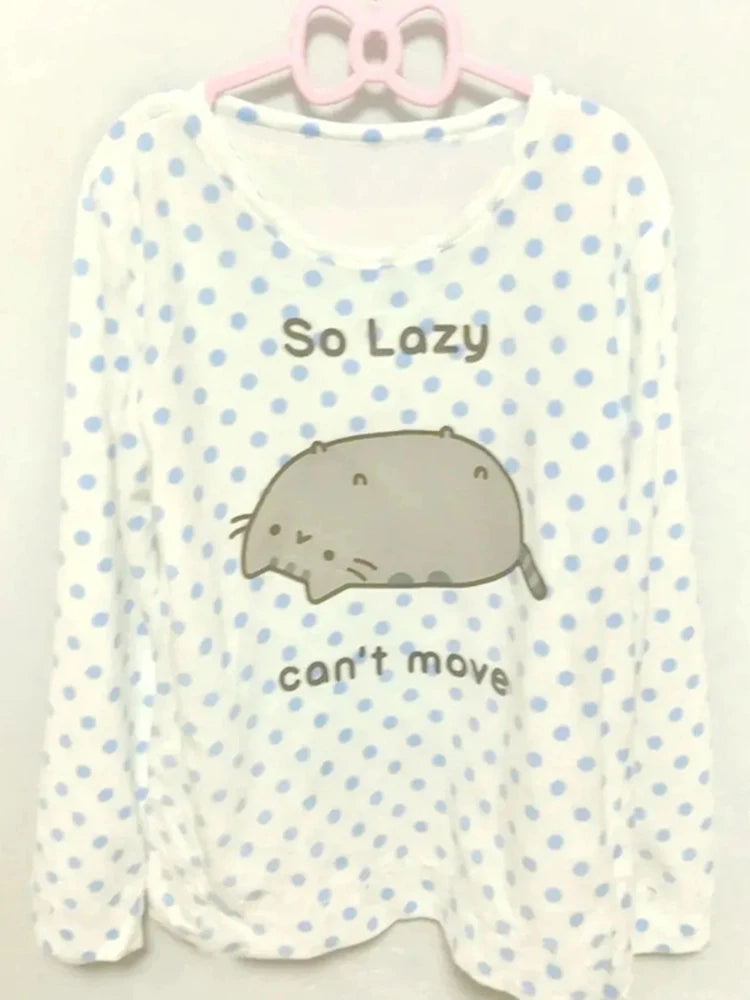Japanese Fairy Polka Dots T Shirt Women Y2K Aesthetic Kawaii Cartoon Casual Tops Autumn Sweet Harajuku Grunge Loose Tees Quake