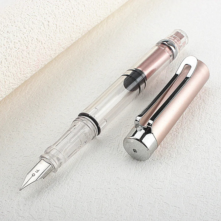 Special Offer Piston Fountain Pen Fine Nib 0.5mm Transparent Piston Ink Pen School Business Office Gift Writing Pen Quake T F 0.5MM