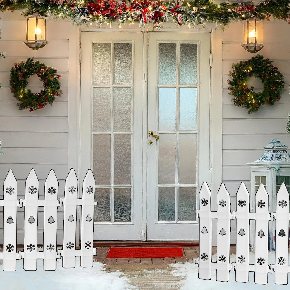 10/5PCS Plastic Fence White Courtyard Fence Christmas Tree Ornaments Indoor Garden Fence Christmas Home DIY Decoration Supplies Quake