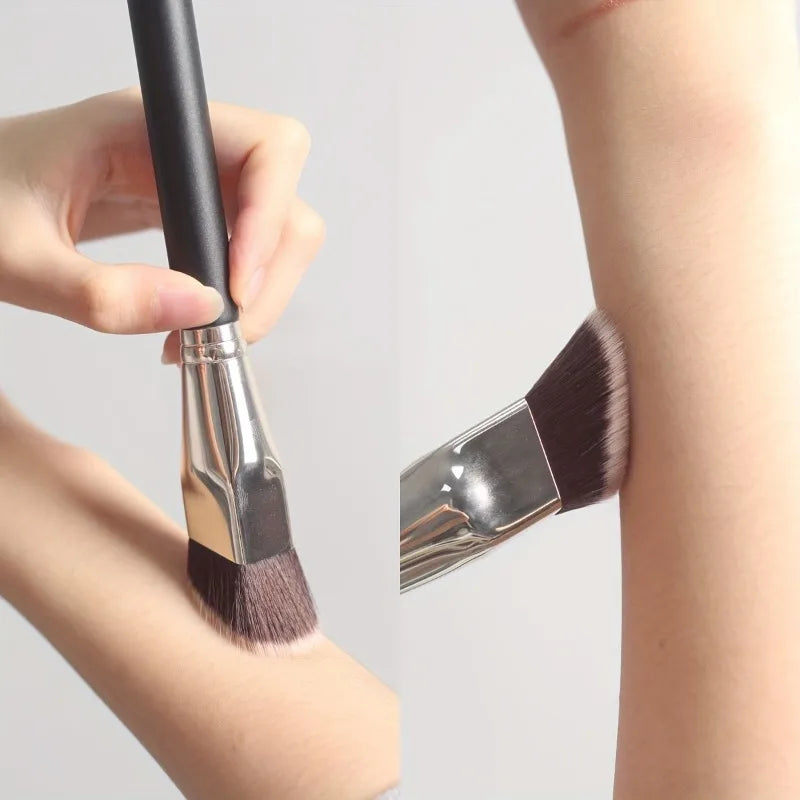 Professional Wide-Angle Foundation Brush Rectangular Bristles Suitable for All Skin Types, Synthetic Fiber Makeup Tool Quake