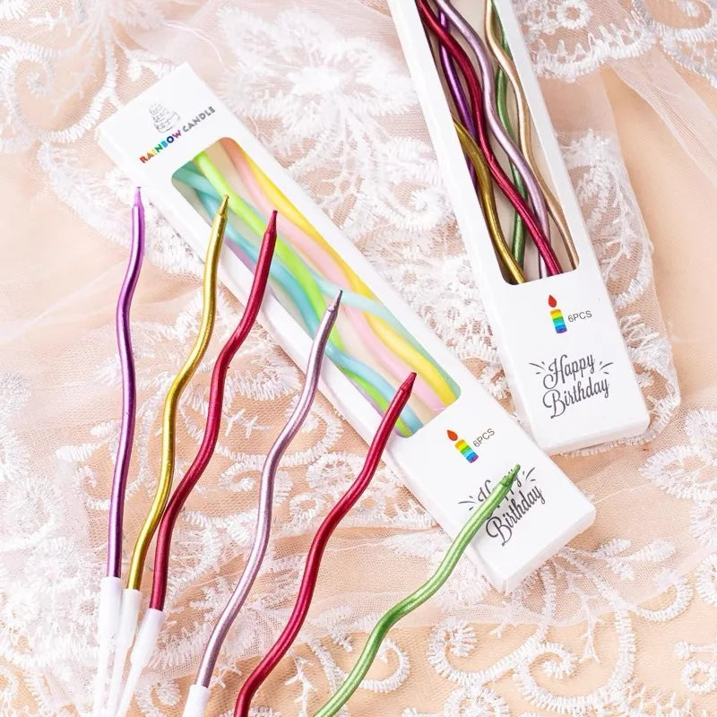 1box Internet Celebrity Retro Curve Candle Cake Decoration for Children's Birthday Parties Plugin Quake