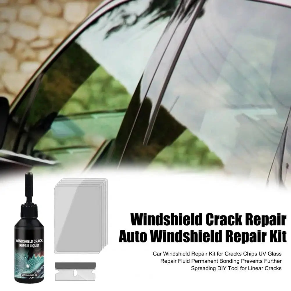 Car Windshield Repair Kit for Cracks Chips UV Glass Repair Fluid Permanent Bonding Prevents Further Spreading DIY Tool Quake