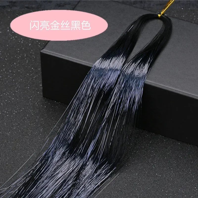 93cm/100cm Holographic Hair Extensions Accessories Glitter Hair Tinsel Sparkle Shiny 120 Strands Bling Twinkle Hair Extensions Quake No 19 93 cm