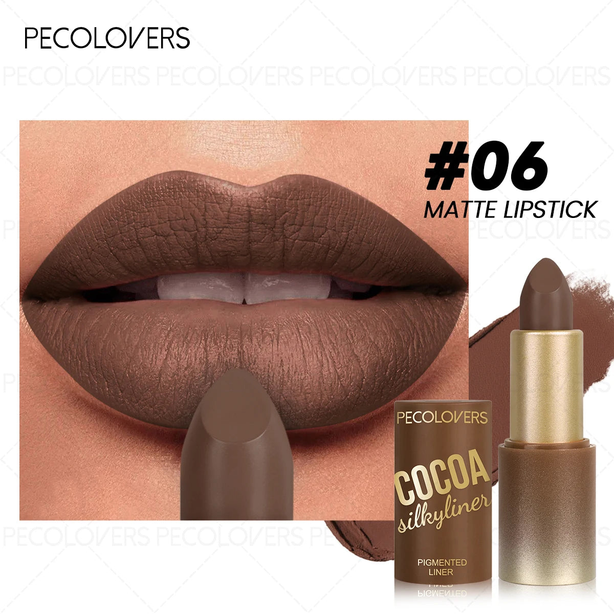 1 Pcs Velvet Matte Lipstick, Reddish Brown Deep Berry Brown, Non-sticky Texture, Waterproof Long-lasting, Lip Gloss Lip Liner Quake 06