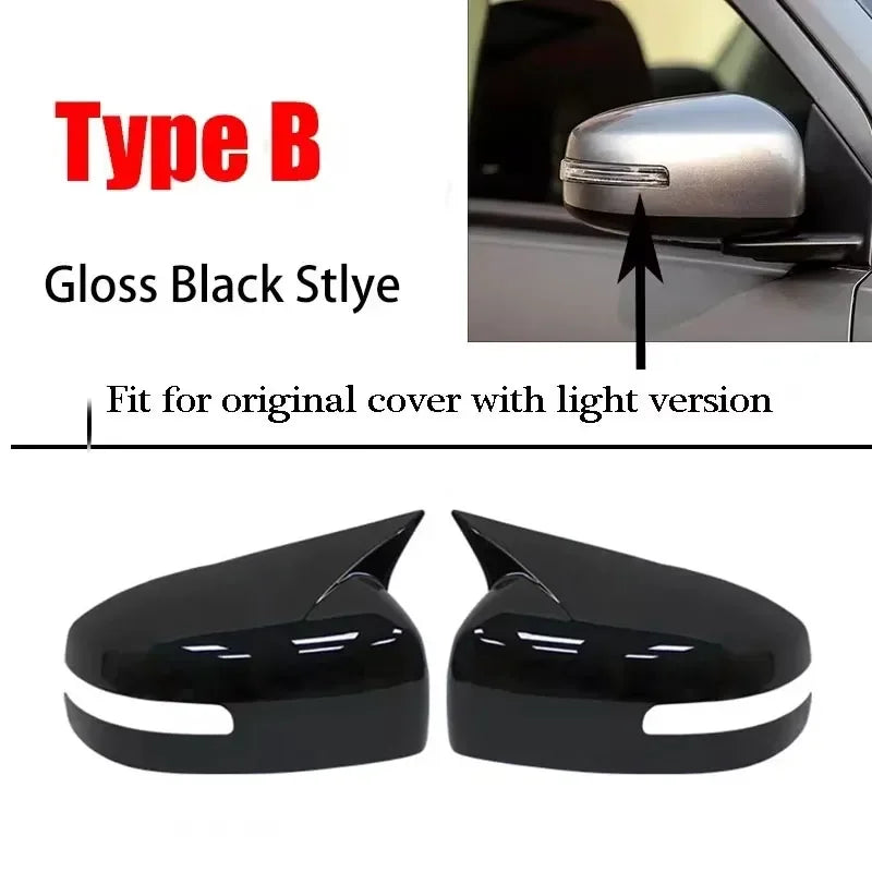 For Mitsubishi Space Star 2018-2024 Car Sticker Rearview Side Mirror Cover Wing Cap Exterior Door Rear View Case Trim Carbon Quake With Light Black
