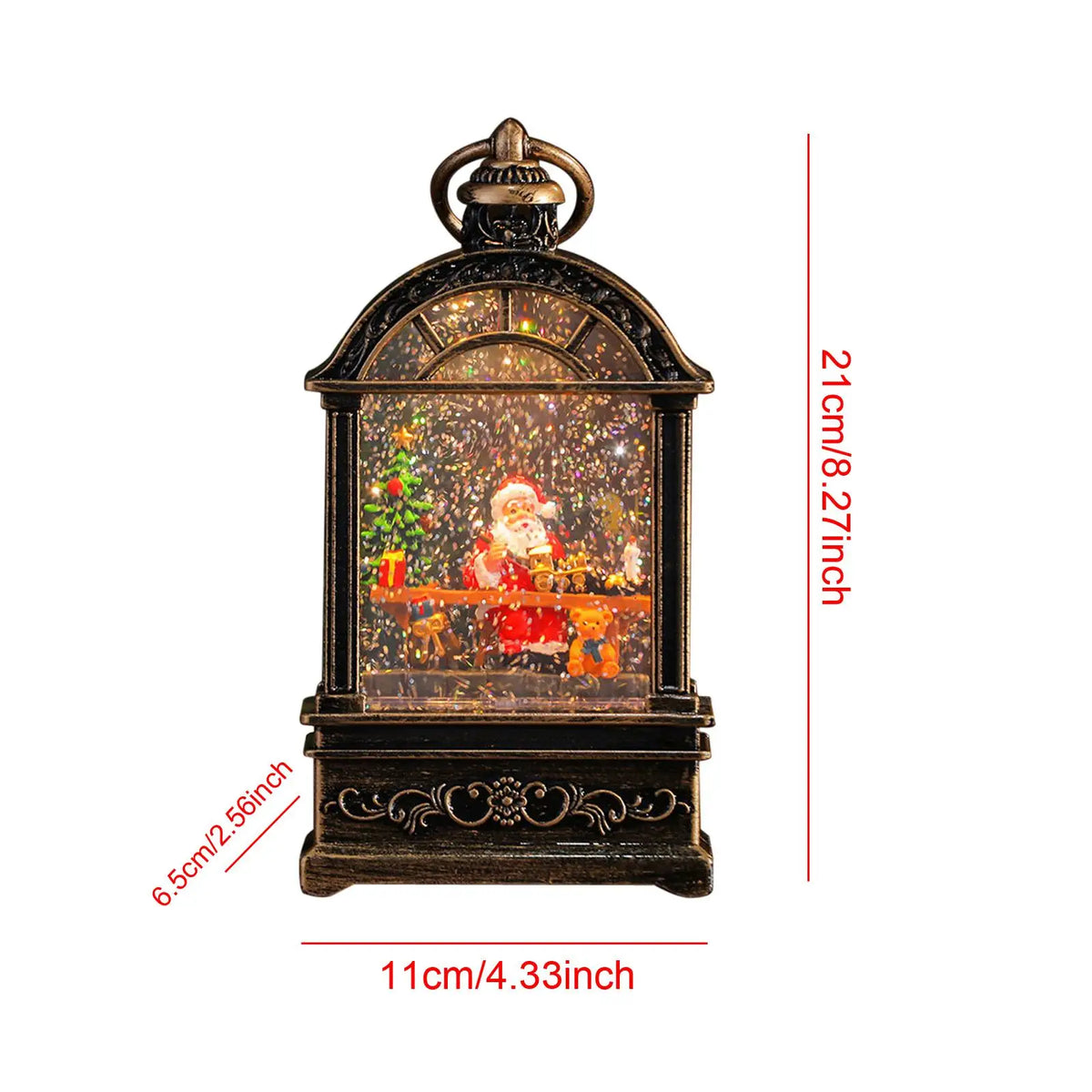 Christmas Snow Globe Lantern Crafts Glitter Night Light Holiday Ornament for Winter Decorations and Home Decor Quake