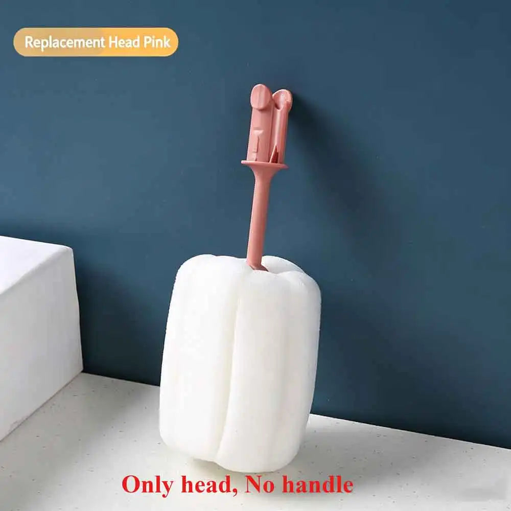 vvocci Bottle Brush Handheld Soft Head Food Grade Watering 360 Degree Rotation Baby Pacifier Cup Nipple Cleaning BrushesSilicone Quake B36 Pink Head
