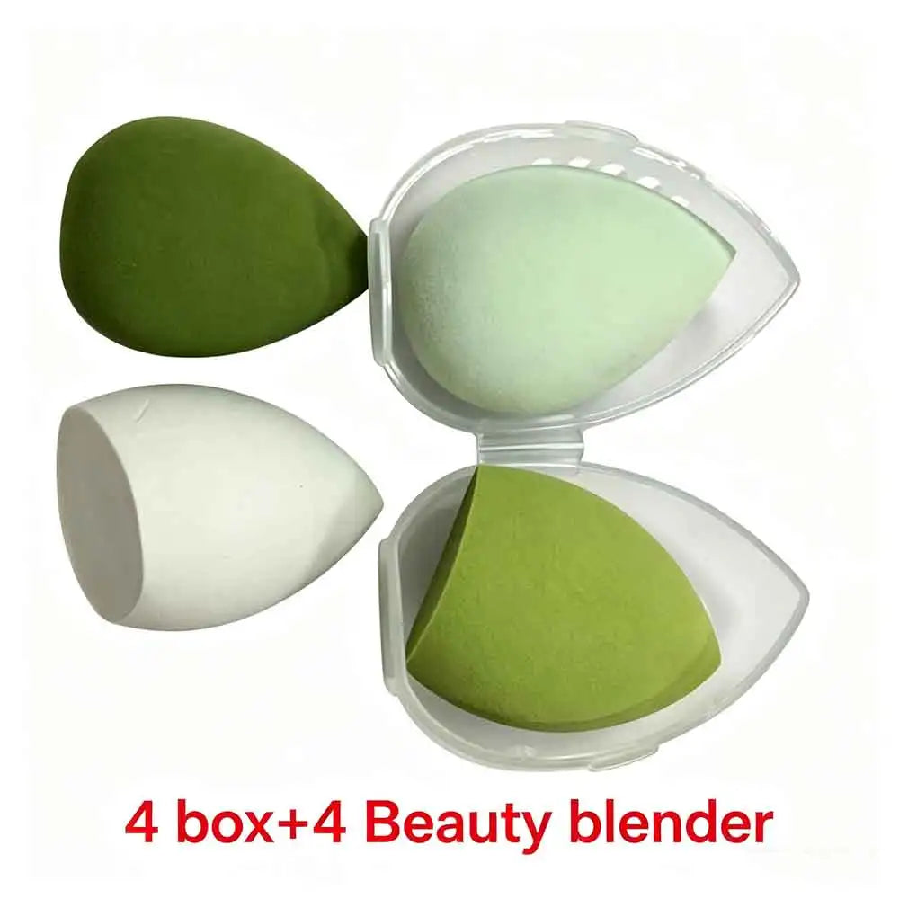 vvocci Gourd Oblique Cut Powder Puff Makeup Sponge Makeup Sponge Beauty Cosmetic Egg 4pcs Beauty Blender Teardrop Quake M81 green White-box
