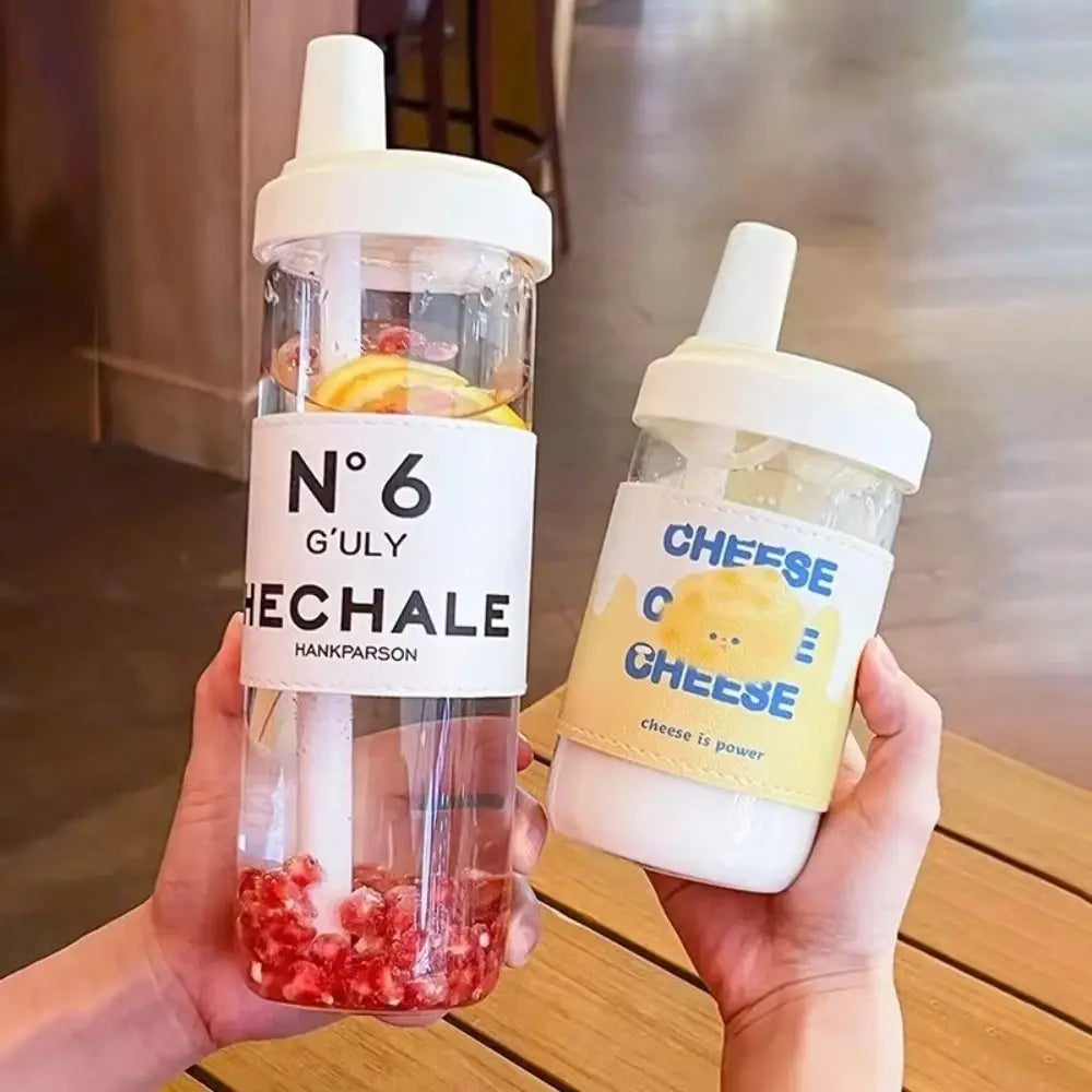 500/850ml Water Bottles Juice Milk Plastic Cup with Lid Straw Bubble Tea Coffee Cups Transparent Large Capacity Drinkware Quake