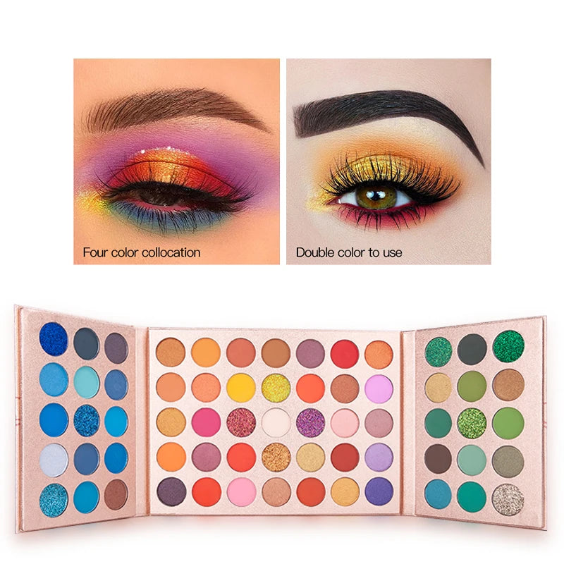VERONNI 65 Colors High Pigment Eyeshadow Palette Long Lasting Easy Makeup Pearl Brown Eyeshadow Palette, Pink Eyeshadow Palette Quake 01