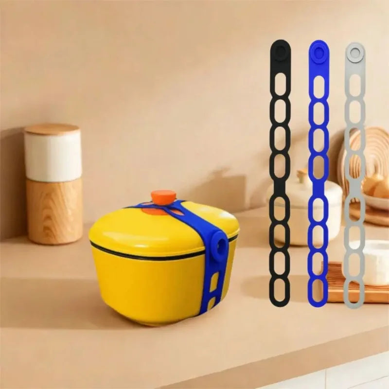 1Pc Stretchable Silicone Lid Strap Splash-Proof Leak-Proof Reusable Fixing Band Safe Material for Dishes Quake