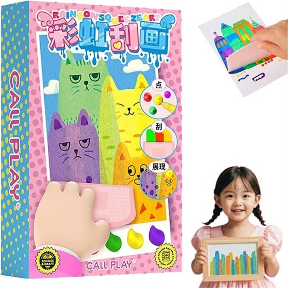 Drawing Papers Squeegee Art Kids Paint Kit DIY Material Painting Art Supplies Rainbow Dot Scratch Painting Arts Quake A