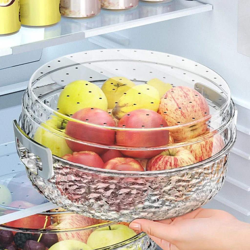 Fruit Washing Drainer Box Fruit Plate Food Storage Container Serving Tray with Lid Fruit Holder for Cakes Sweets Nuts Fruits Quake
