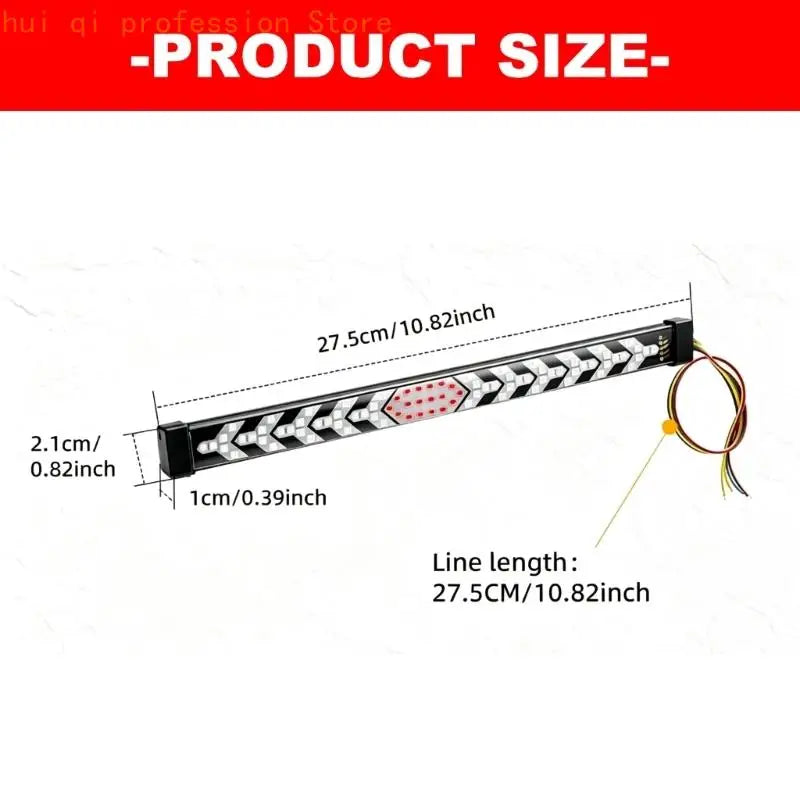 Selectable-Pattern Motorcycle Tail Light, 12-24V Four-Wire LED Brake Lamp with Central Light Section & Directional Signals for Quake