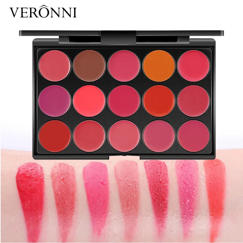 15 Colors Lipstick Palette Matte, Moisturizing And Non Fading, Non Stick Cup, Makeup Tray Easy To Color Ideal Valentine's Gift Quake