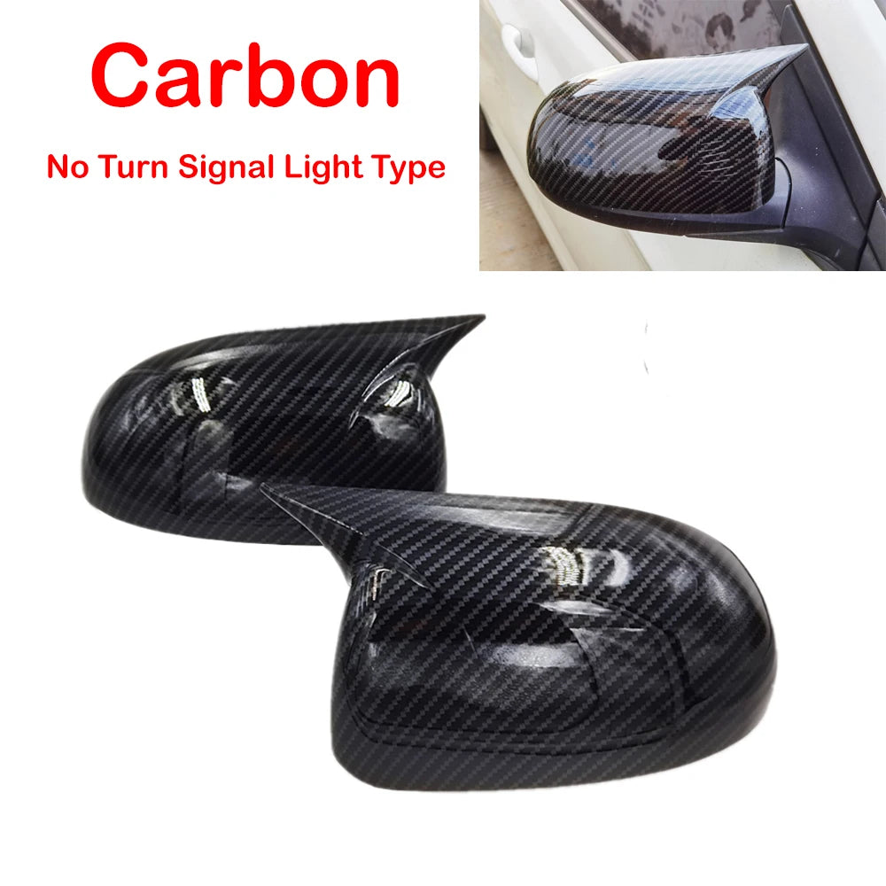 For Hyundai I20 2008-2014 Car Rearview Side Mirror Cover Wing Cap Sticker Exterior Door Rear View Case Trim Carbon Fiber Look Quake No Light Carbon