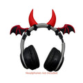 1Set 3D Devil Horns and Wing Headphone Decorations,Cool Devil Horns and Wing Headset Decor Frosted Texture for Any Headphones Quake black red