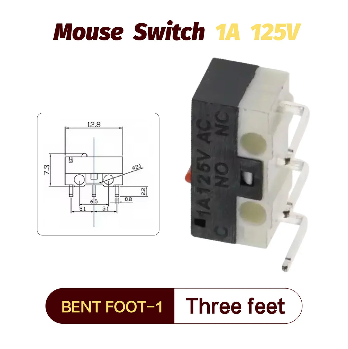 20/100/1000Pcs Micro Limit Switch Momentary Push Button Switch 1A 125V 3Pins SPDT Mouse Switch Quake BENT FOOT-1 1000PCS