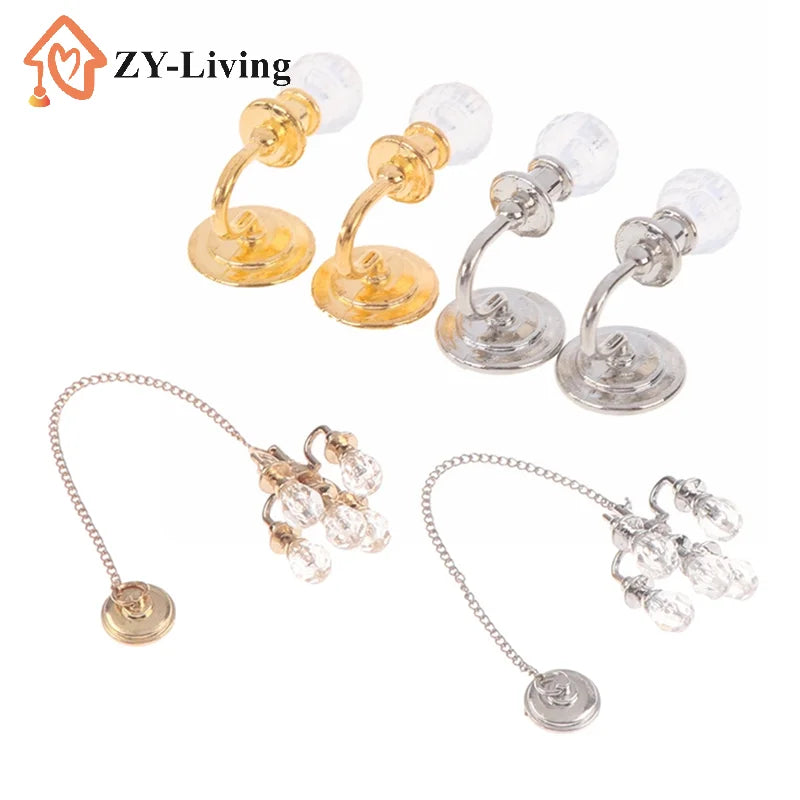 1/2PCS Dollhouse Chandelier 1:12 Scale Ceiling Light for Doll House Decoration Miniature Lamp Quake