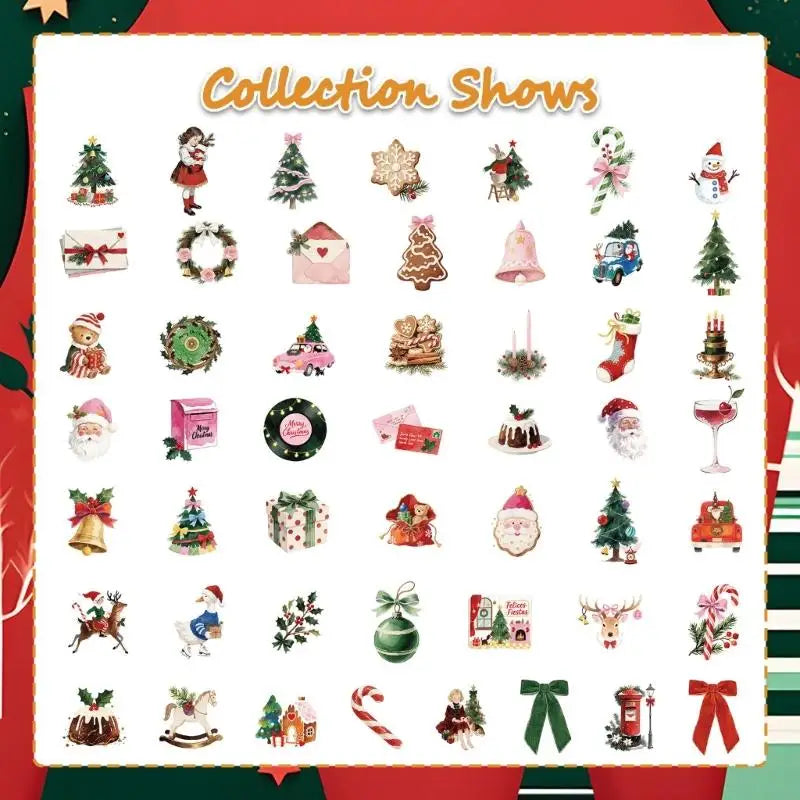 50 Sheets User Friendly Removable Christmas Sticker Waterproof PVC Texture Decorative Labels for Kids Home Classroom K1KF Quake