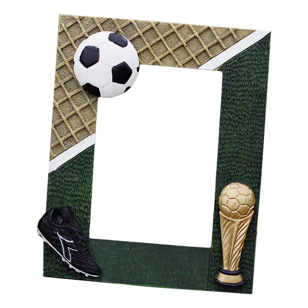 Photo Frame 3D Soccer Design Resin MDF Picture Holder Art Deco Tabletop Display Memorable Keepsake for Dad Mom Men Women Quake