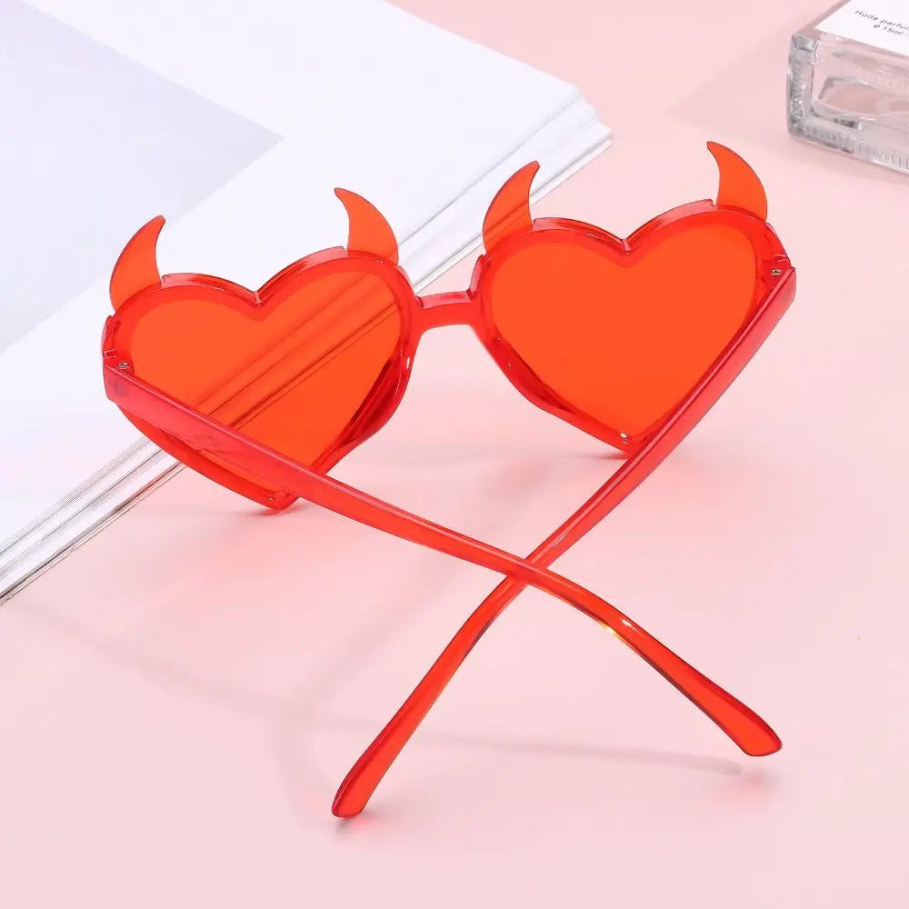 Devil Ears Heart Shape Sunglasses for Women Men Trendy UV Protection Sun Glasses Novel Party Halloween Cosplay Glasses Quake