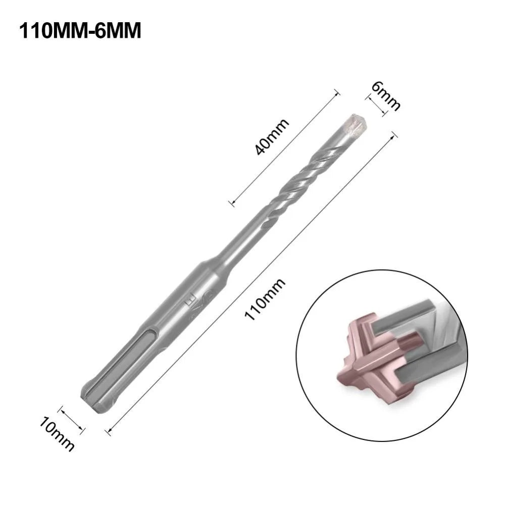 1Pcs 5/6/7/8/10/12mm Concrete SDS Plus Drill Bit 110mm 160mm 4 Cutters Electric Hammer Drill Bit Round Shank Cross Tips Quake 6x110mm