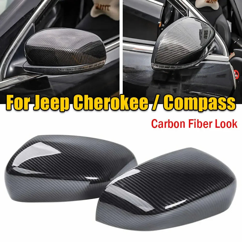 For Jeep Cherokee 2014-2018 Compass 2017-2019 Car Sticker Rearview Side Mirror Cover Wing Cap Exterior Door Rear View Case Trim Quake