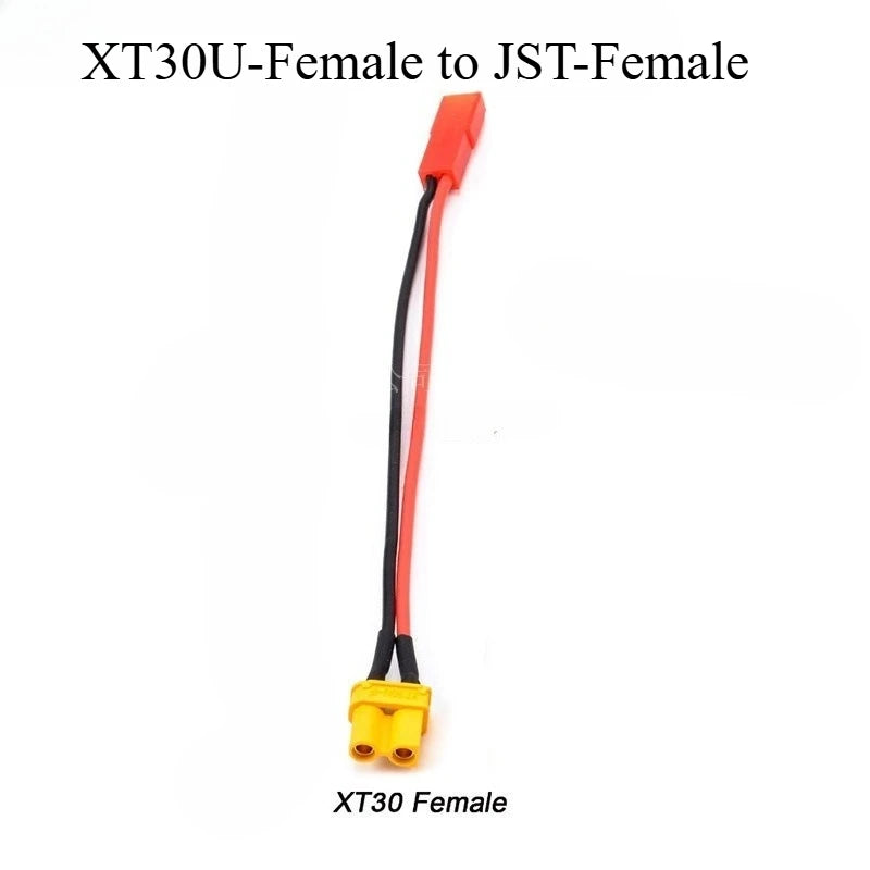 Field‑Ready XT30 / JST Cross‑Standard Power Adapter 14AWG Flexible Silicone Cable for FPV CineLog Drone RC Battery Charger Setup Quake XT30U-F to JST-F 5PCS 0.2M