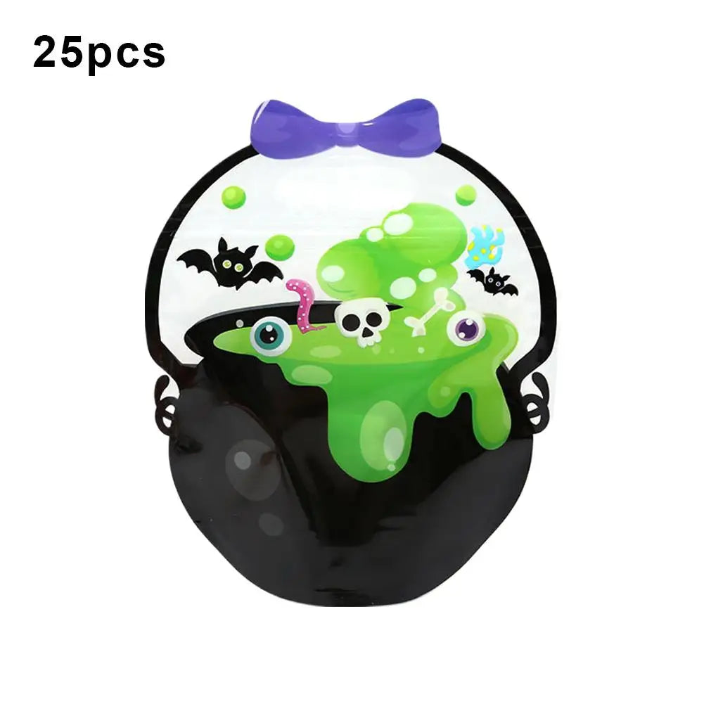 Halloween Pumpkin Candy Bags Portable Handle PE Treat Storage Bags for Kids School Party Gift Packaging Decorations Quake Black A