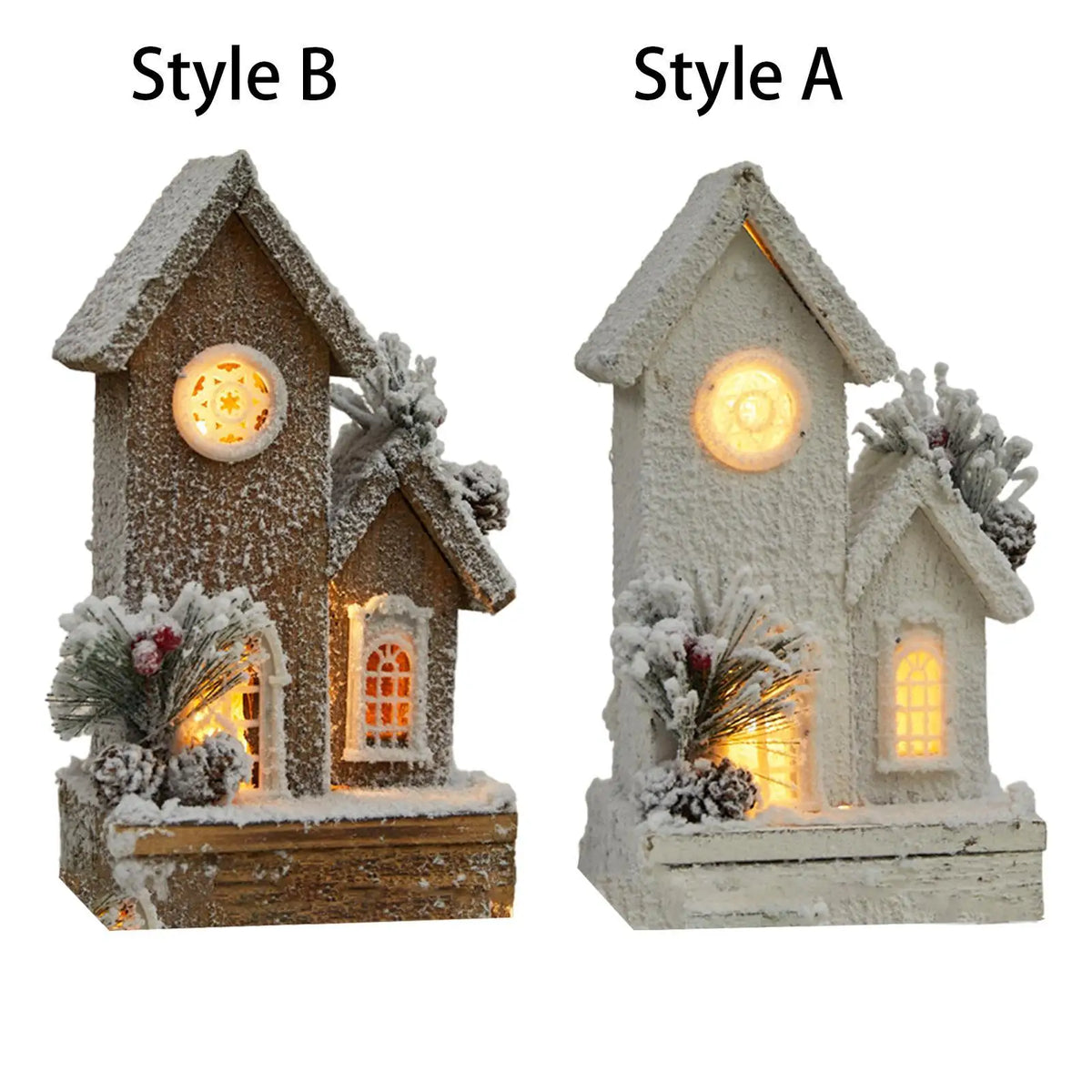 Wooden Christmas Village House Model with Light Xmas Displays Decorative 5.5x4x10.2inch for Living Room Lightweight Versatile Quake