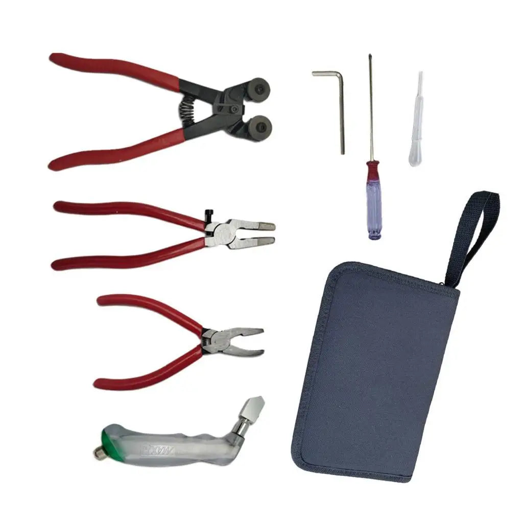 Glass Cutting Tool Set Professional Oil Feed Glass Cutter with 2 Pliers Scribe Engraving Pen Oil Dropper for Mirrors Mosaic Quake