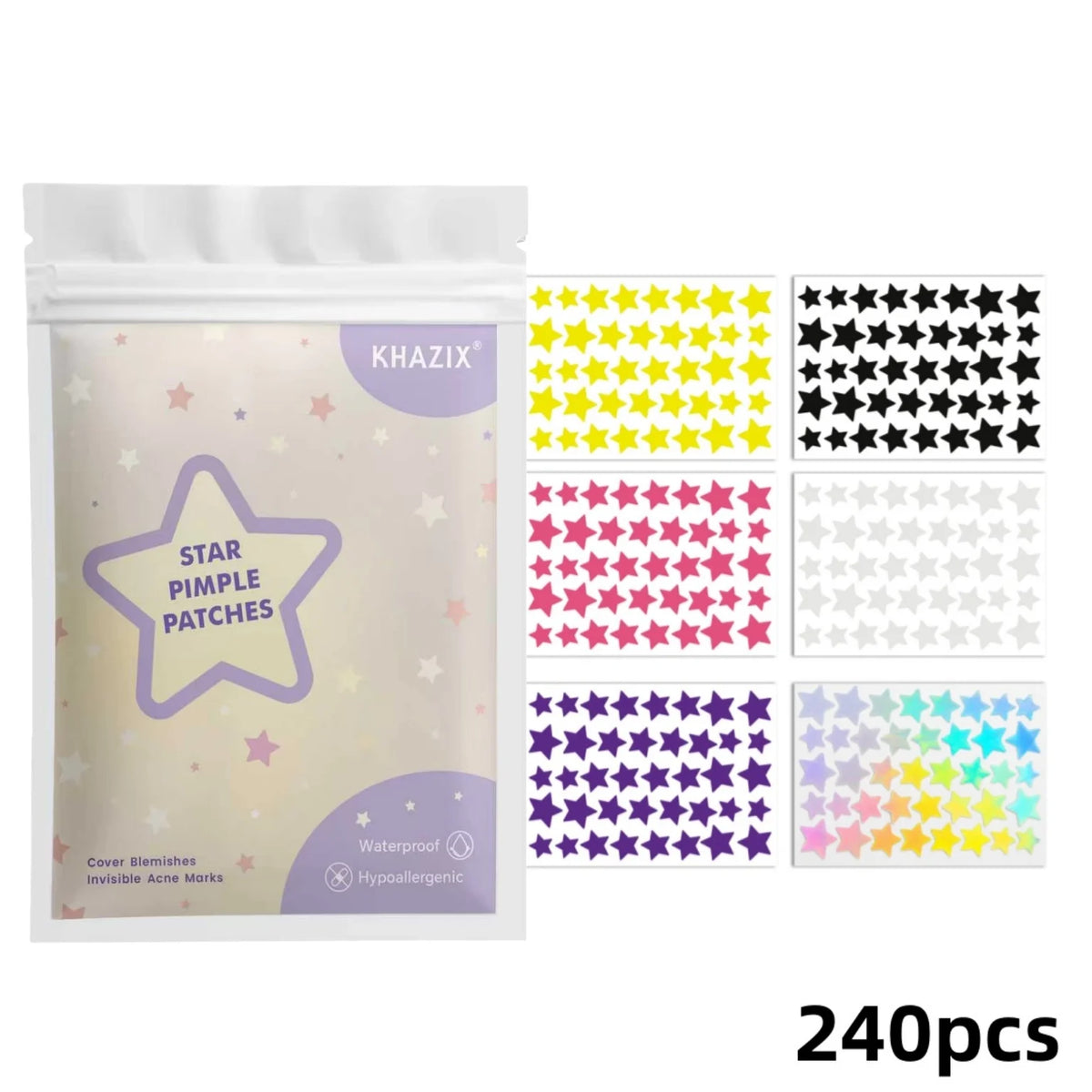 240pcs Star Pimple Patches For Face Hydrocolloid, Absorbing Cover, Tea Tree, Hydrocolloid Acne Patch, Cute Star Pimple Quake 240pcs